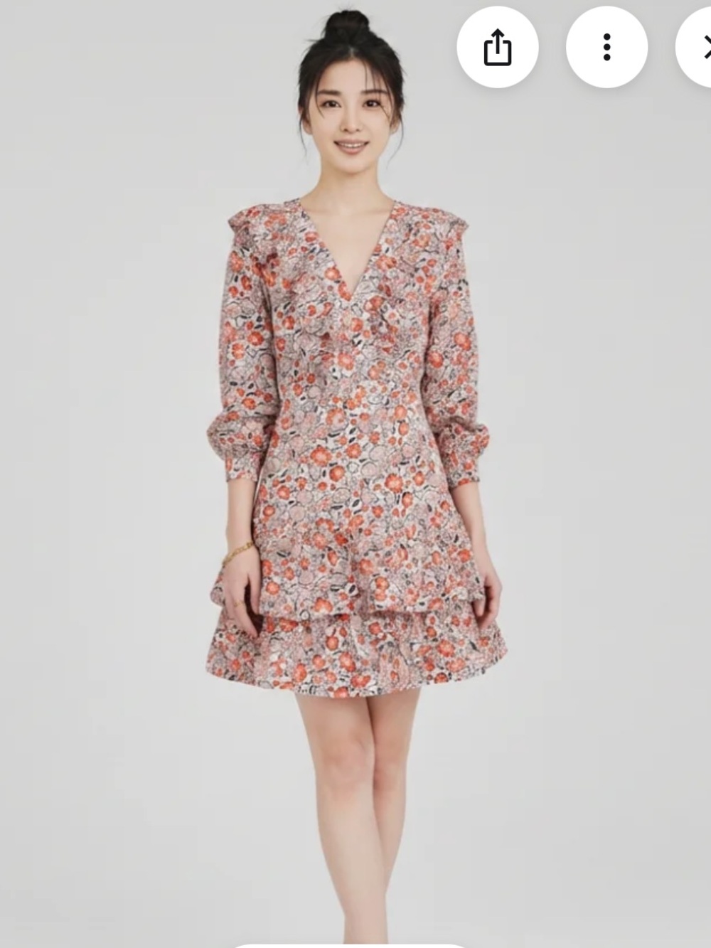 NWOT Floral Ruffle Tiered Dress - Pink Orange Print